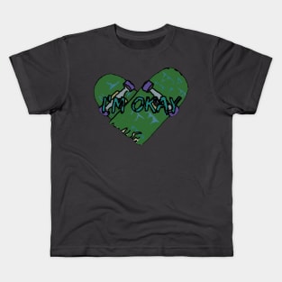 I’m ok Skateboard heart broken skateboard Kids T-Shirt